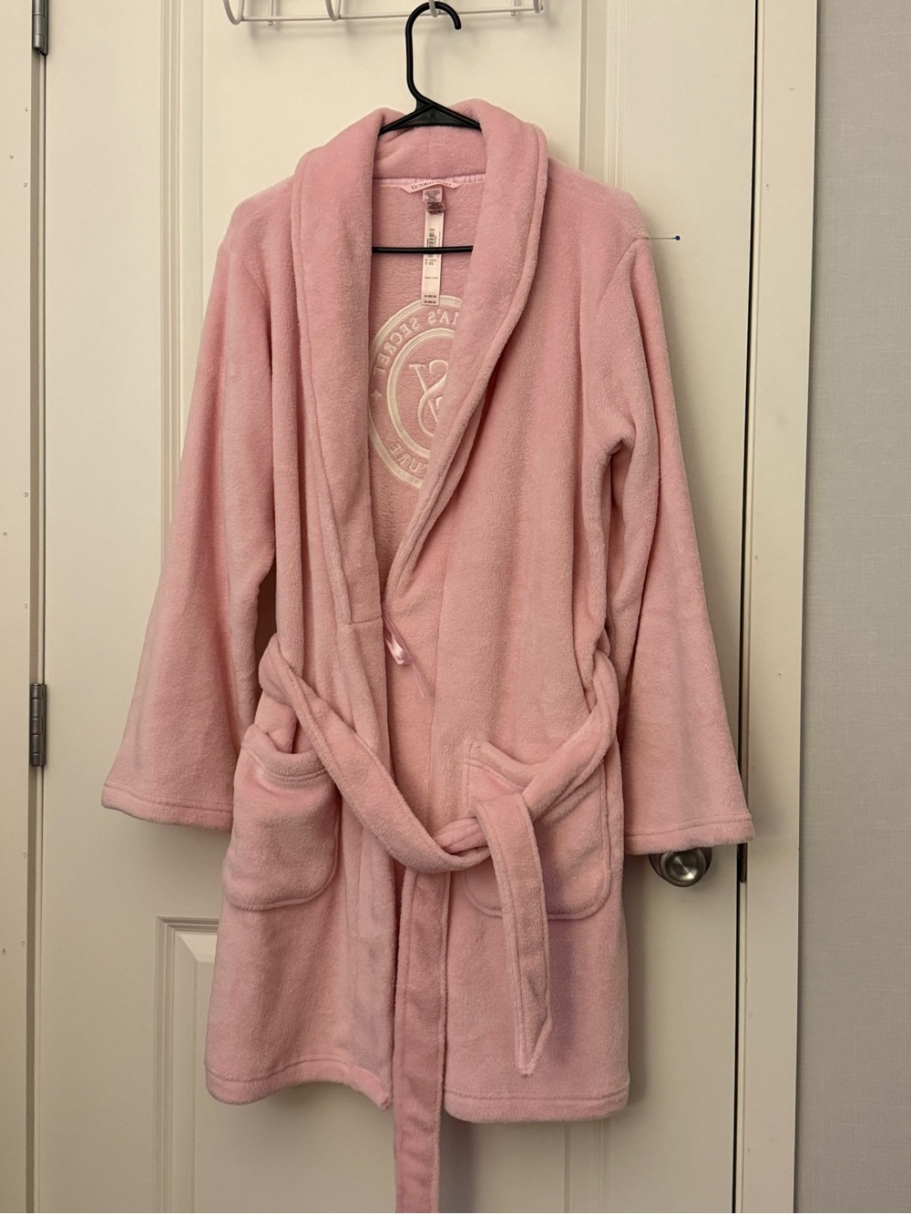 Victoria’s Secret Signature Pink Plush Fleece Robe XS/S Soft Spa Bathrobe
